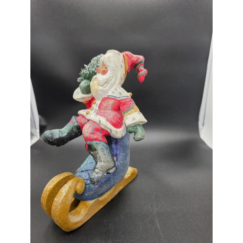 Vintage 1999‎ House Of Hatten Denise Calla Santa Claus Riding On An Ice Skate